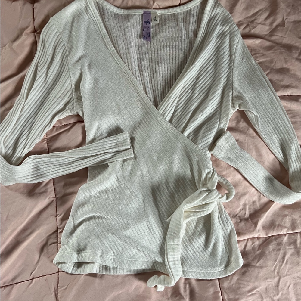 Alfani Off-White Ribbed Knit Top